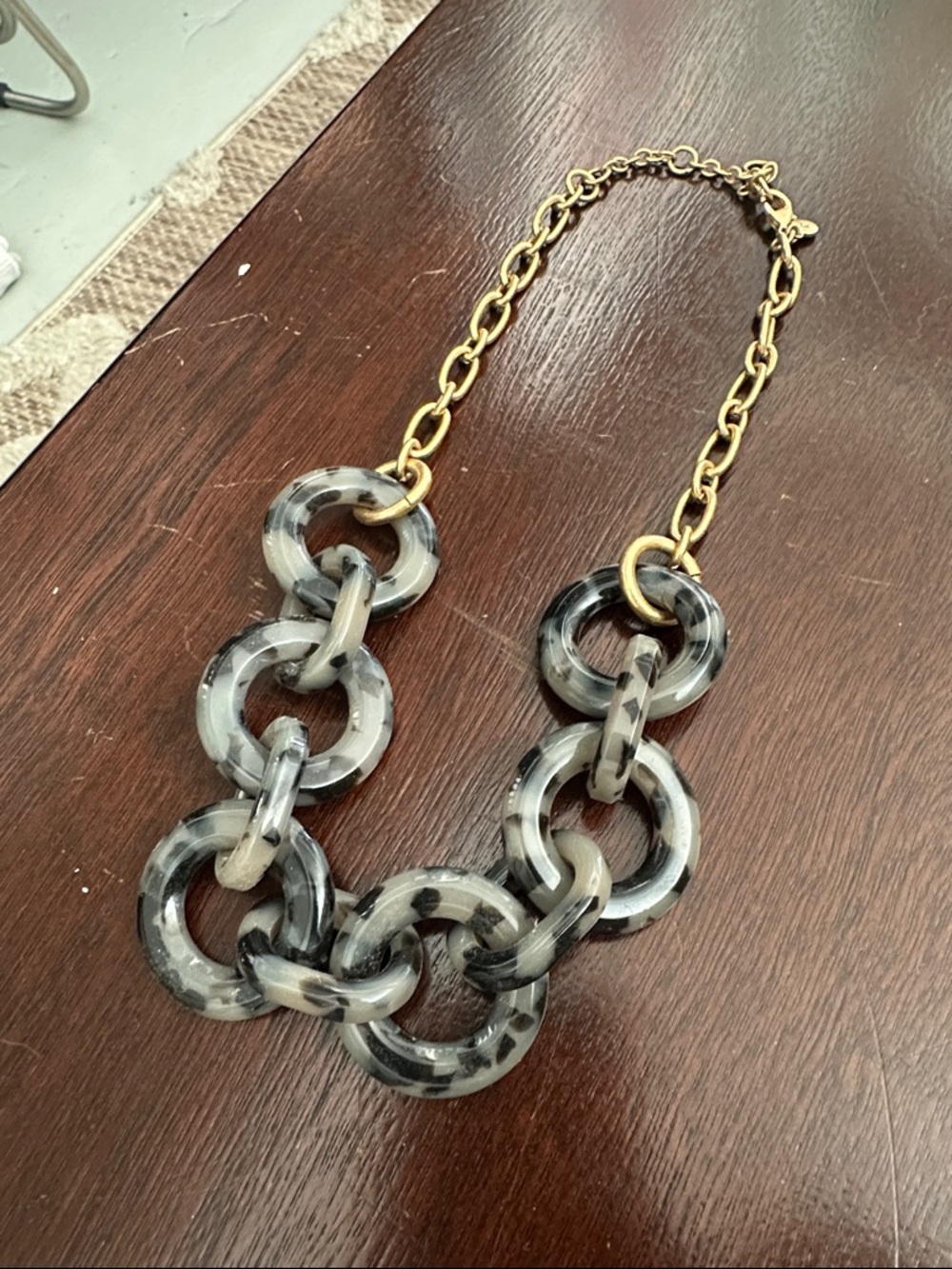 J. Crew Gray Tortoiseshell Resin Necklace